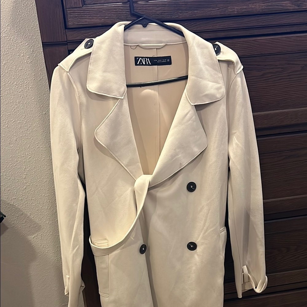 Zara Cream Trench Coat Classic Design